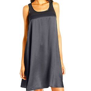 PJ Harlow Satin and Rib Nightgown Lindsay, BLACK - PJD1S